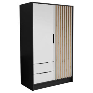 Wohnli Möbelsuche - DREHTÜRENSCHRANK PELOR 102/200/51 cm Modern Kleiderschrank 2-türig Schwarz
