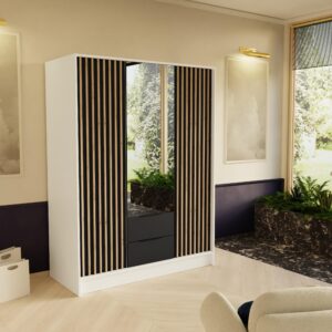 wohnli-moebel-suche-800001865270-1 5/200/51 cm Modern Kleiderschrank 3-türig mit Spiegel Weiß