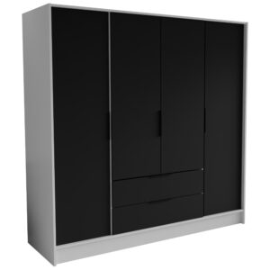 Wohnli Möbelsuche - DREHTÜRENSCHRANK CAVA 200/200/51 cm Modern Kleiderschrank 4-türig Weiß