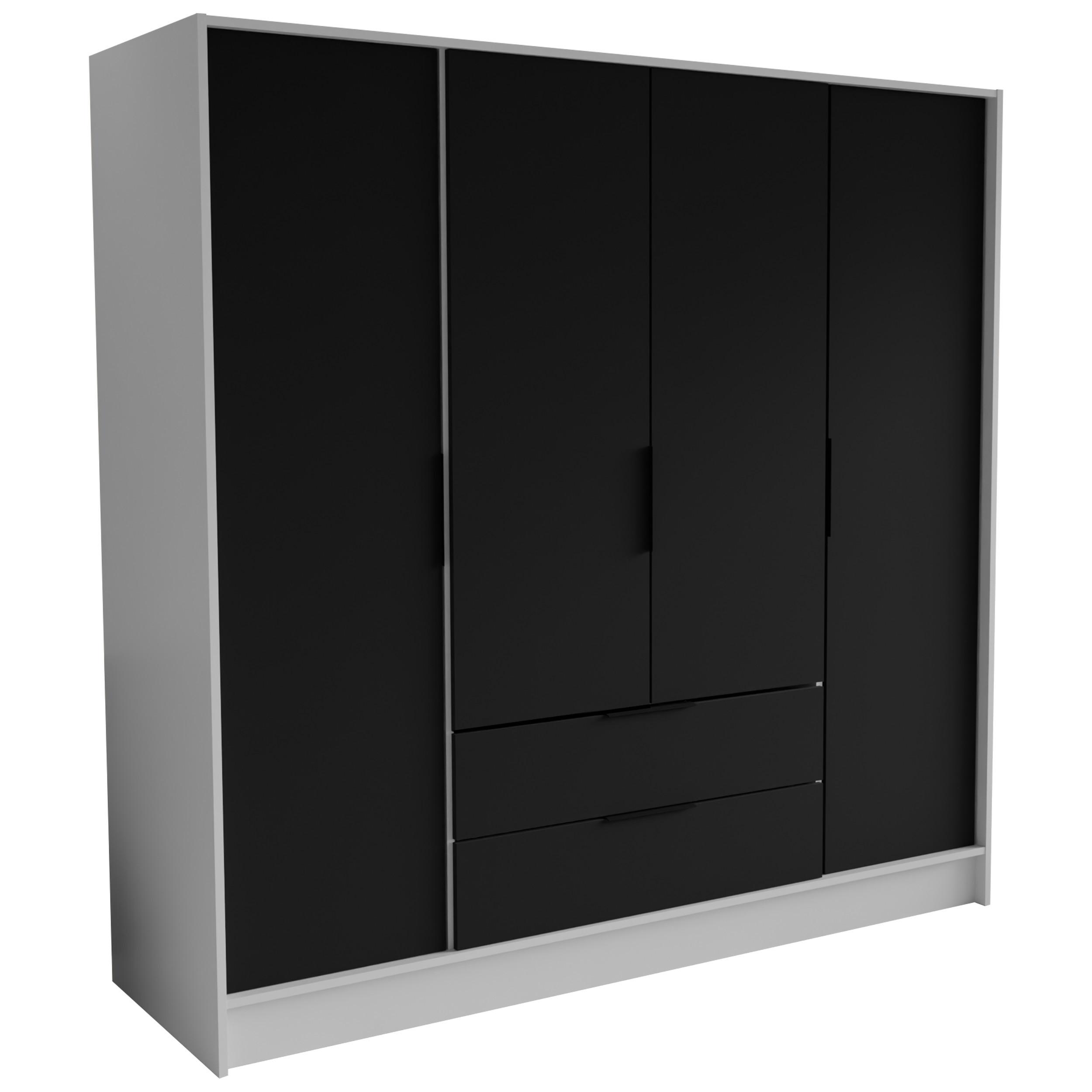 Wohnli Möbelsuche - DREHTÜRENSCHRANK CAVA 200/200/51 cm Modern Kleiderschrank 4-türig Weiß
