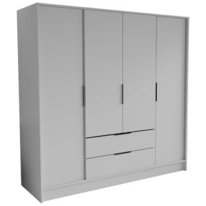 Wohnli Möbelsuche - DREHTÜRENSCHRANK CAVA 200/200/51 cm Modern Kleiderschrank 4-türig Weiß