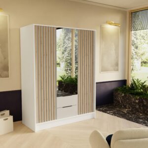 wohnli-moebel-suche-800001865293-1 5/200/51 cm Modern Kleiderschrank 3-türig mit Spiegel Weiß