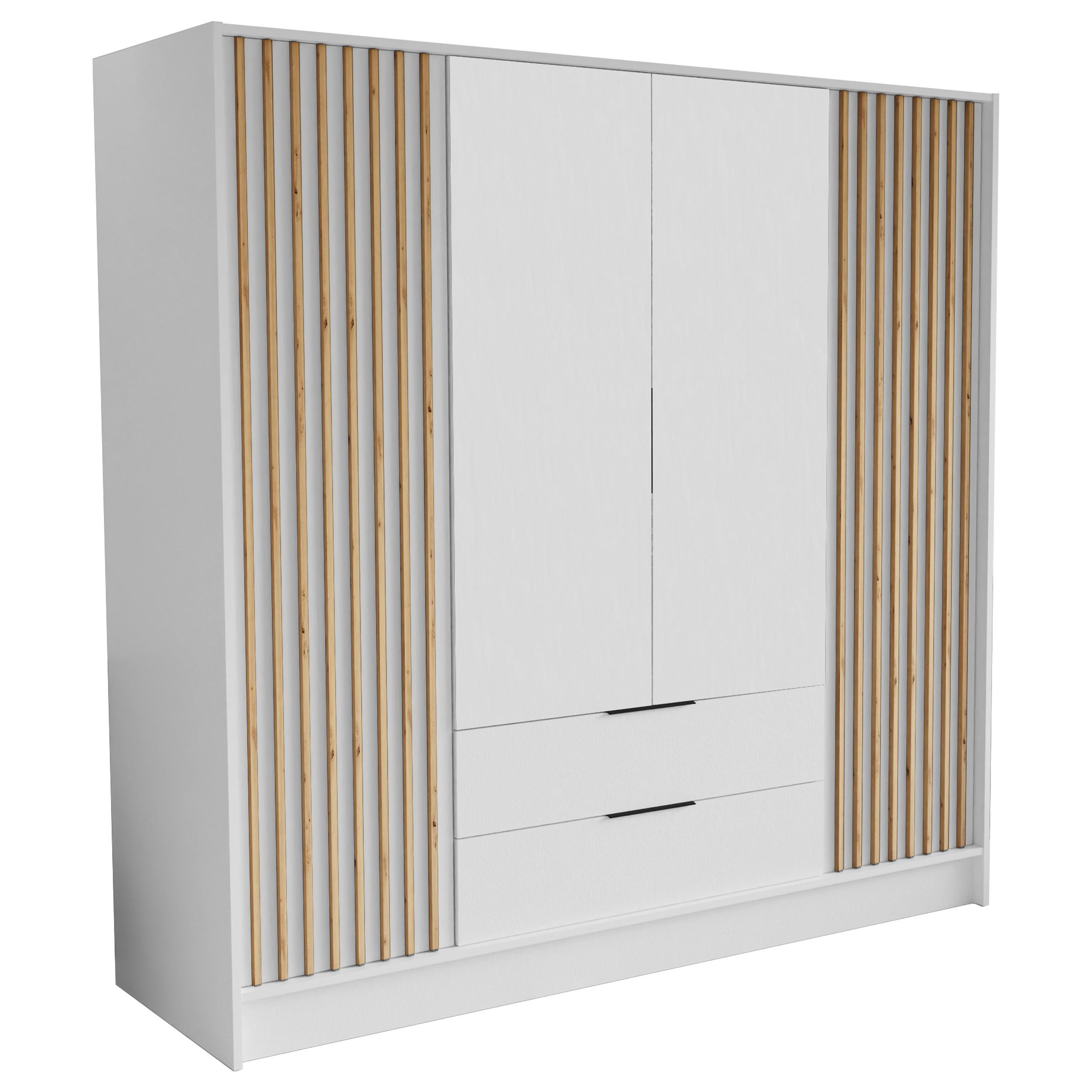 wohnli-moebel-suche-800001865297 Wohnli Möbelsuche - DREHTÜRENSCHRANK PELOR 200/200/51 cm Modern Kleiderschrank 4-türig Weiß