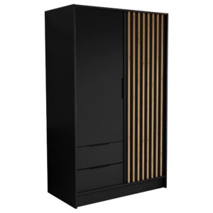 Wohnli Möbelsuche - DREHTÜRENSCHRANK PELOR 102/200/51 cm Modern Kleiderschrank 2-türig Schwarz