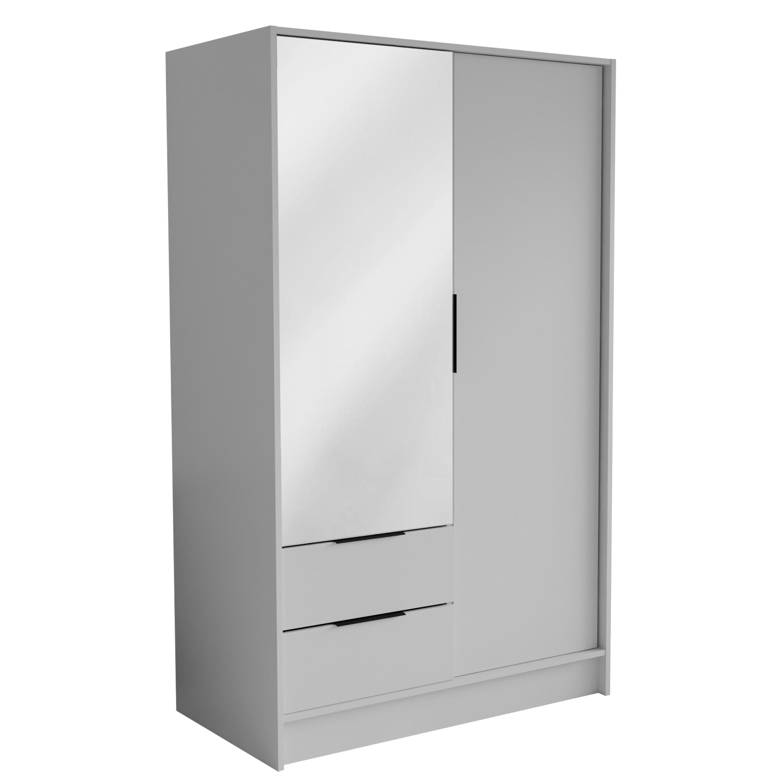 wohnli-moebel-suche-800001865310 Wohnli Möbelsuche - DREHTÜRENSCHRANK CAVA 102/200/51 cm Modern Kleiderschrank 2-türig mit Spiegel Weiß