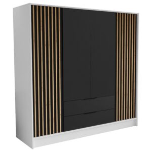 Wohnli Möbelsuche - DREHTÜRENSCHRANK PELOR 200/200/51 cm Modern Kleiderschrank 4-türig Weiß