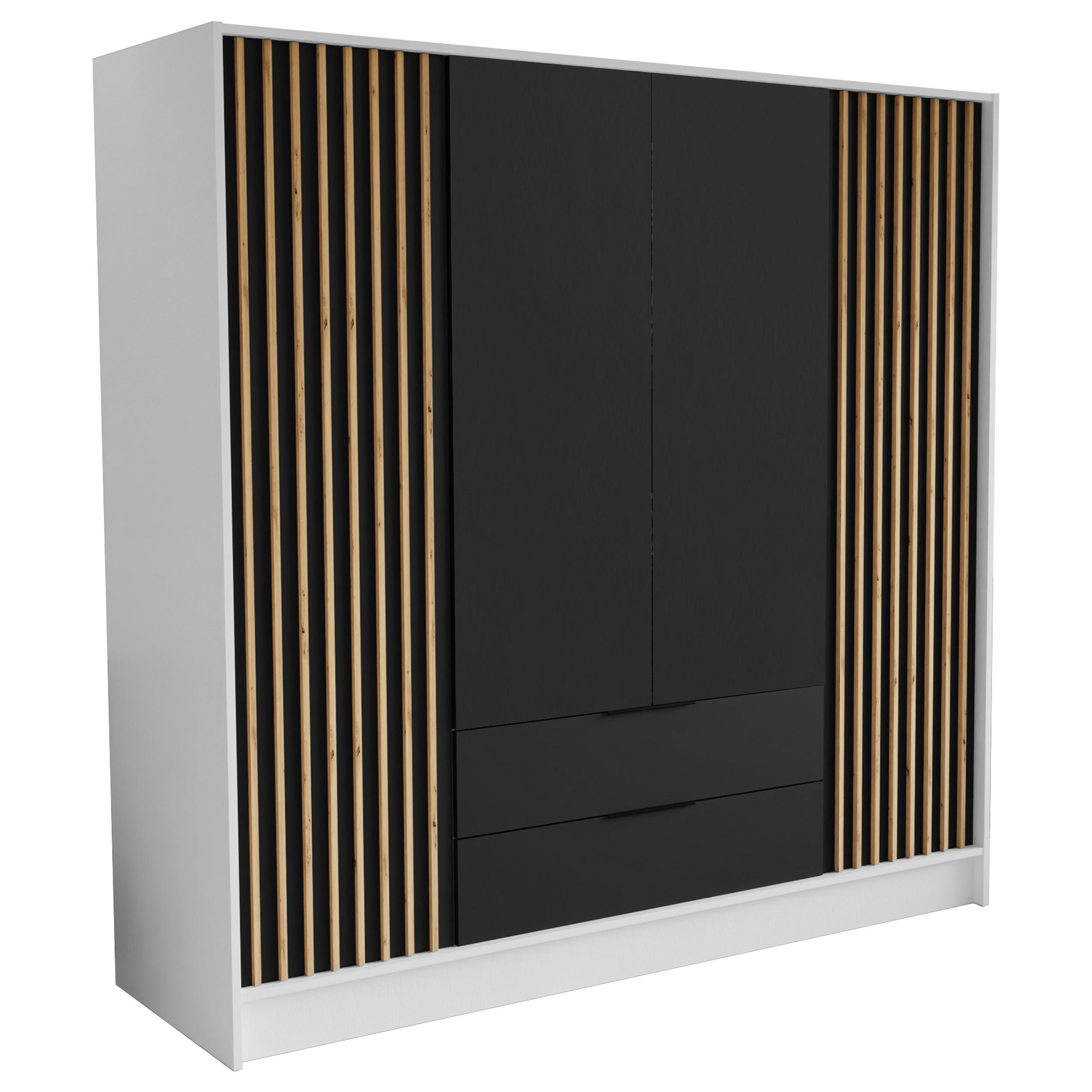 wohnli-moebel-suche-800001865319 Wohnli Möbelsuche - DREHTÜRENSCHRANK PELOR 200/200/51 cm Modern Kleiderschrank 4-türig Weiß