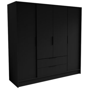 wohnli-moebel-suche-800001865323 Wohnli Möbelsuche - DREHTÜRENSCHRANK CAVA 200/200/51 cm Modern Kleiderschrank 4-türig Schwarz