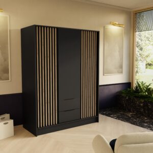 5/200/51 cm Modern Kleiderschrank 3-türig Schwarz