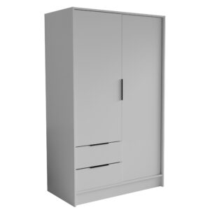 Wohnli Möbelsuche - DREHTÜRENSCHRANK CAVA 102/200/51 cm Modern Kleiderschrank 2-türig Weiß