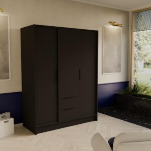wohnli-moebel-suche-800001865336-1 5/200/51 cm Modern Kleiderschrank 3-türig Schwarz