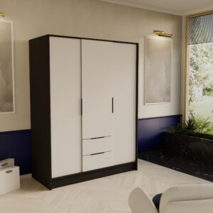wohnli-moebel-suche-800001865345-1 5/200/51 cm Modern Kleiderschrank 3-türig Schwarz