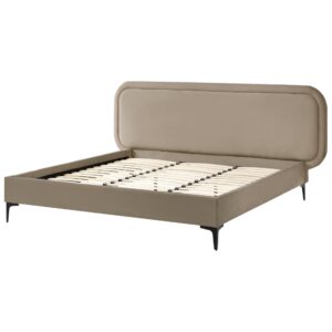 wohnli-moebel-suche-800001904748-1 BETT mit Lattenrost 160/200 cm Samtstoff Taupe Suzette Textil Beliani Möbel > Betten Taupe