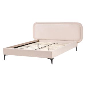 wohnli-moebel-suche-800001904750-1 BETT mit Lattenrost 140/200 cm Samtstoff Hellbeige Suzette Textil Beliani Möbel > Betten Beige