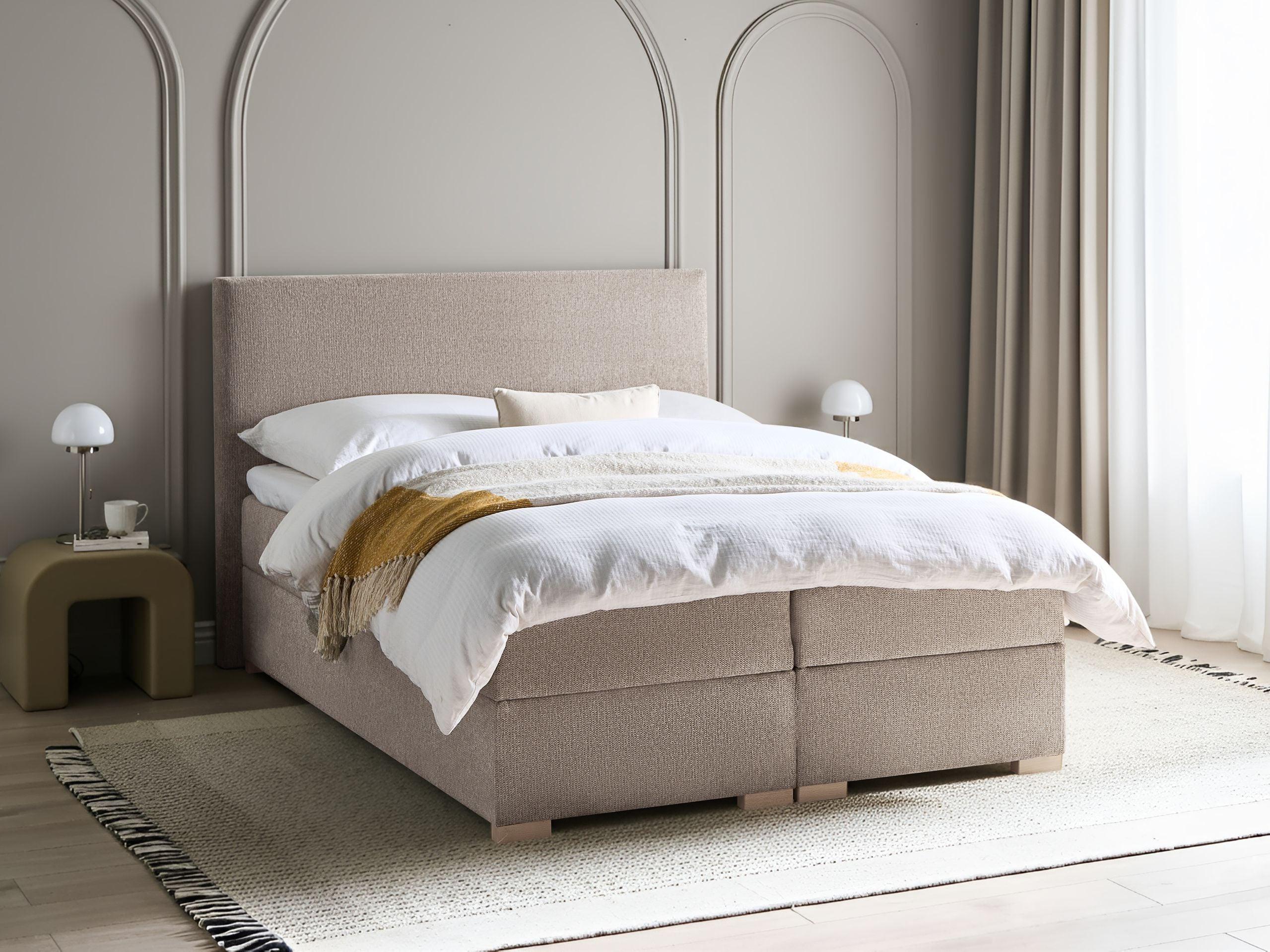 BOXSPRINGBETT mit Stauraum 140/200 cm Stoff Taupe Major Textil Beliani Möbel > Betten > Boxspringbetten Taupe