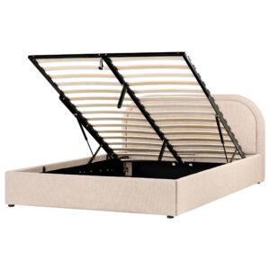 wohnli-moebel-suche-800001904820-1 BETT mit Stauraum 160/200 cm Bouclé Beige Quillien Textil Beliani Möbel > Betten Beige