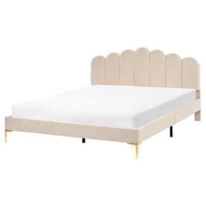 wohnli-moebel-suche-800001904833 Wohnli Möbelsuche - BETT mit Lattenrost 160/200 cm Samtstoff Beige Sauvian