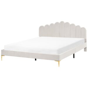 wohnli-moebel-suche-800001904835 Wohnli Möbelsuche - BETT mit Lattenrost 180/200 cm Samtstoff Cremeweiß Sauvian