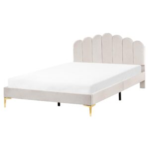 wohnli-moebel-suche-800001904837 Wohnli Möbelsuche - BETT mit Lattenrost 160/200 cm Samtstoff Cremeweiß Sauvian