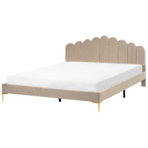 wohnli-moebel-suche-800001904841 Wohnli Möbelsuche - BETT mit Lattenrost 180/200 cm Samtstoff Taupe Sauvian