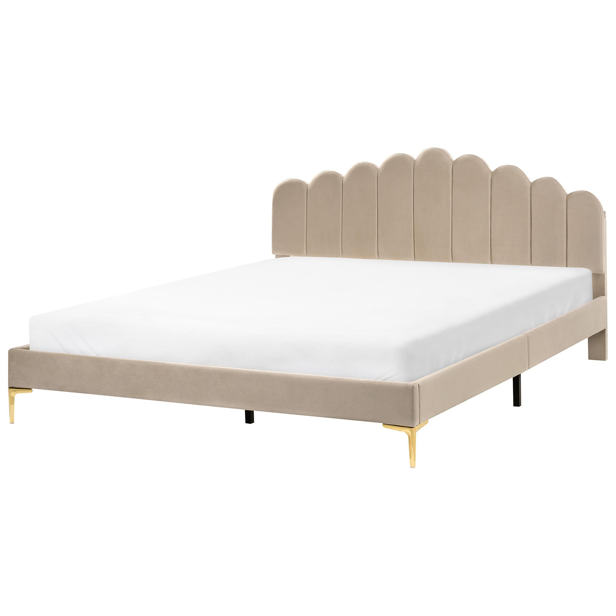 wohnli-moebel-suche-800001904841 Wohnli Möbelsuche - BETT mit Lattenrost 180/200 cm Samtstoff Taupe Sauvian
