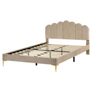 wohnli-moebel-suche-800001904844-1 BETT mit Lattenrost 160/200 cm Samtstoff Taupe Sauvian Textil Beliani Möbel > Betten Taupe