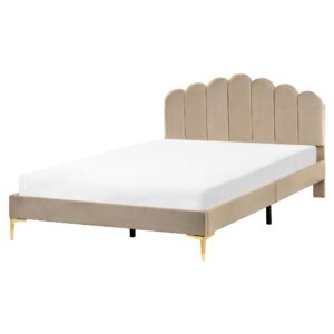 wohnli-moebel-suche-800001904844 Wohnli Möbelsuche - BETT mit Lattenrost 160/200 cm Samtstoff Taupe Sauvian