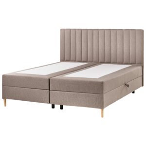 wohnli-moebel-suche-800001904966-1 BOXSPRINGBETT mit Stauraum 180/200 cm Stoff Taupe Officer Textil Beliani Möbel > Betten > Boxspringbetten Taupe