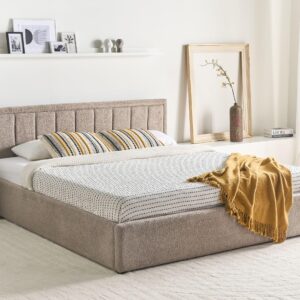 wohnli-moebel-suche-800001905064-1 BETT mit Stauraum 180/200 cm Bouclé Taupe Montlaur Textil Beliani Möbel > Betten Taupe