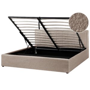 Wohnli Möbelsuche - BETT mit Stauraum 180/200 cm Bouclé Taupe Montlaur