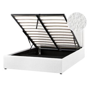 Wohnli Möbelsuche - BETT mit Stauraum 140/200 cm Bouclé Weiß Montlaur