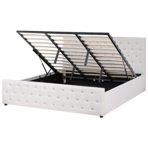 Wohnli Möbelsuche - BETT mit Stauraum 180/200 cm Stoff Beige Amiens