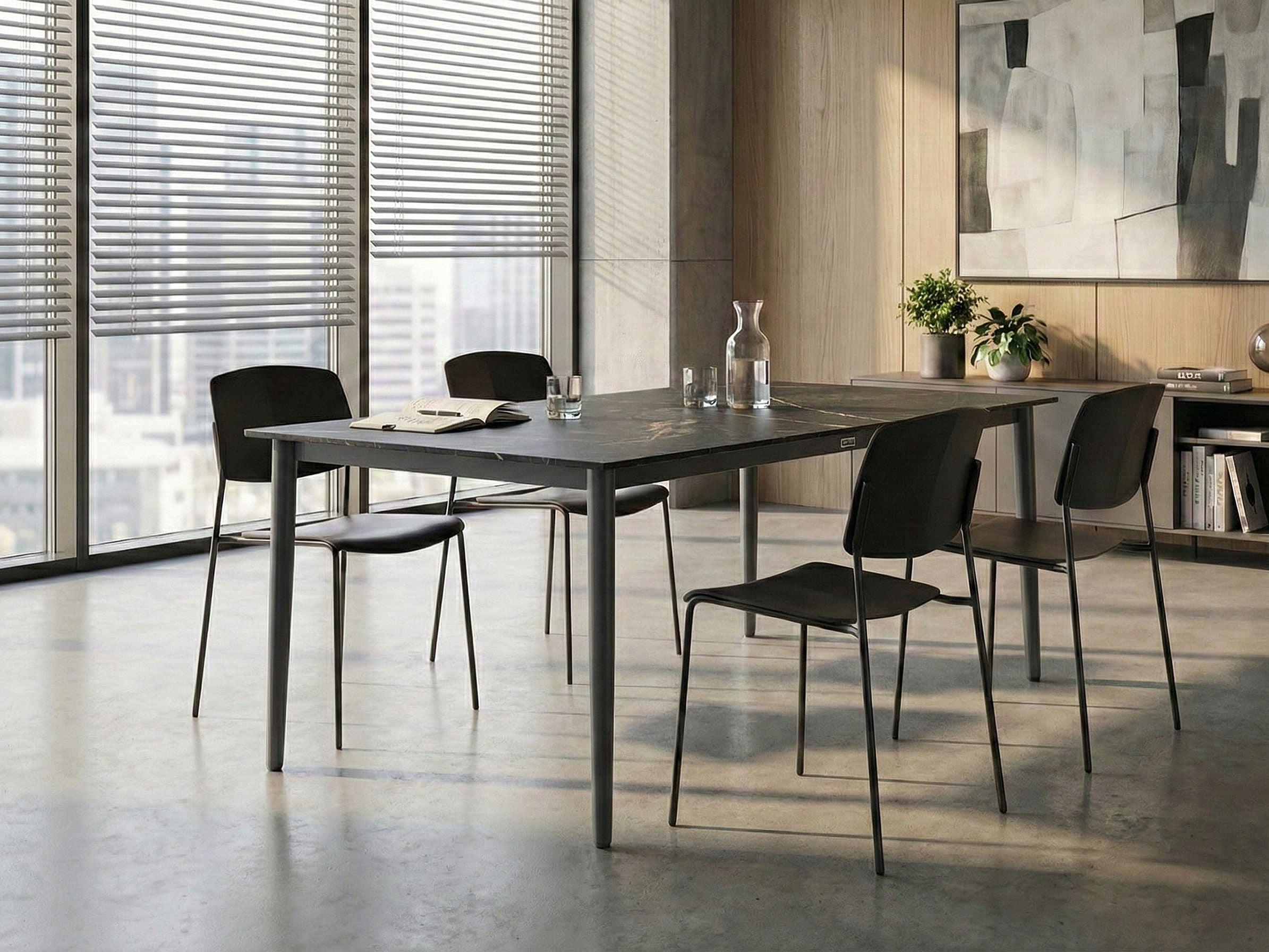 KONFERENZTISCH 90/180 cm Grauer Marmor Tolentino Kunststoff Beliani Möbel > Tische Grau
