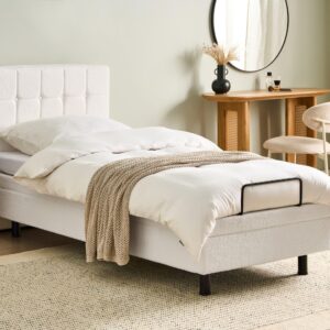 wohnli-moebel-suche-800001905264-1 BETT verstellbar 90/200 cm Bouclé Cremeweiß Duke Textil Beliani Möbel > Betten Weiß