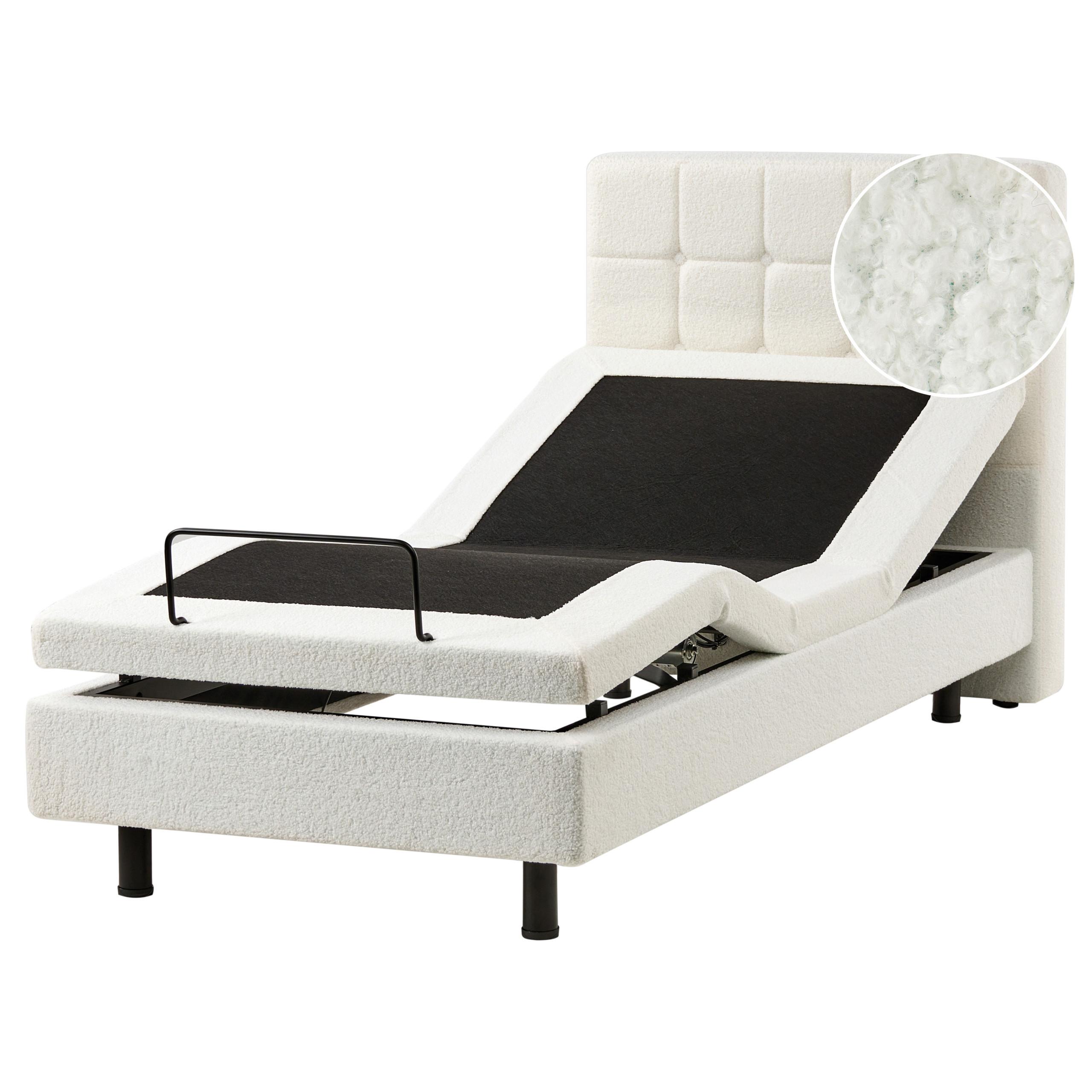 Wohnli Möbelsuche - BETT verstellbar 90/200 cm Bouclé Cremeweiß Duke