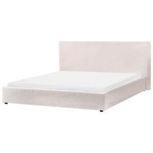 wohnli-moebel-suche-800001905489-1 BETT mit Lattenrost 180/200 cm Bouclé Cremeweiß Lavaur Textil Beliani Möbel > Betten Weiß