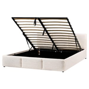 wohnli-moebel-suche-800001905526-1 BETT mit Stauraum 160/200 cm Bouclé Cremeweiß Bousse Textil Beliani Möbel > Betten Weiß