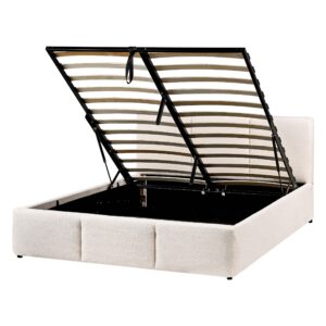 wohnli-moebel-suche-800001905530-1 BETT mit Stauraum 140/200 cm Bouclé Cremeweiß Bousse Textil Beliani Möbel > Betten Weiß