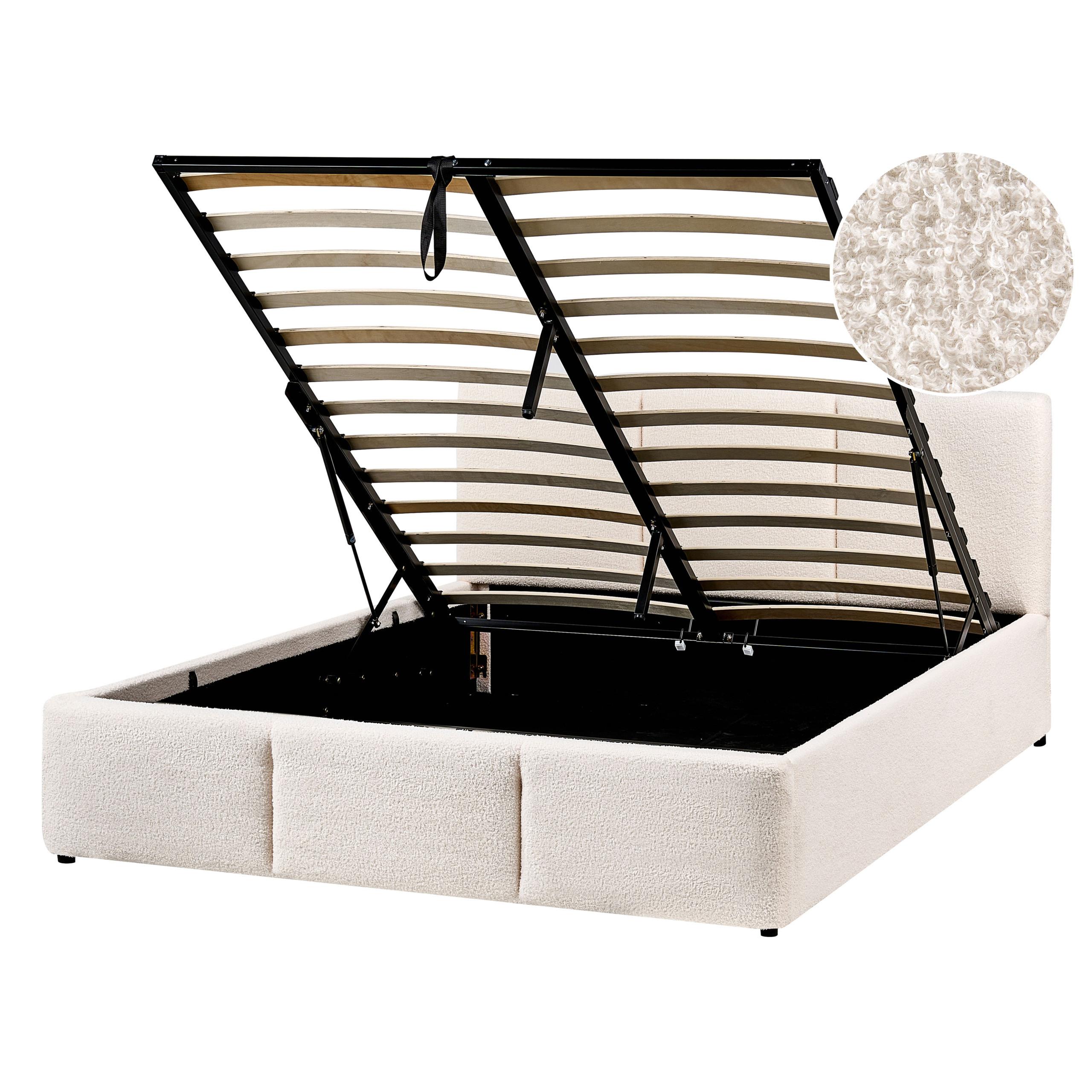 wohnli-moebel-suche-800001905530 Wohnli Möbelsuche - BETT mit Stauraum 140/200 cm Bouclé Cremeweiß Bousse