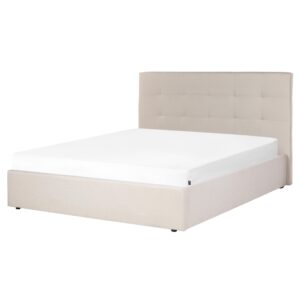 BETT mit Stauraum 160/200 cm Stoff Beige Lorient Textil Beliani Möbel > Betten Beige
