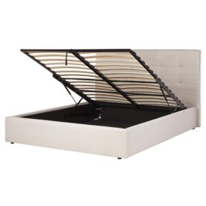 Wohnli Möbelsuche - BETT mit Stauraum 160/200 cm Stoff Beige Lorient