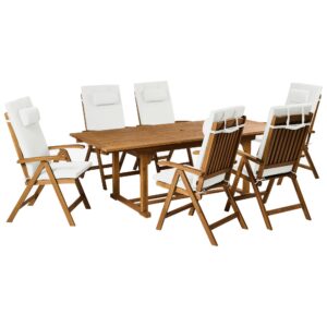 wohnli-moebel-suche-800001905566 Wohnli Möbelsuche - GARTENMÖBEL-SET 6-Sitzer Cremeweiß Akazienholz Java Premium