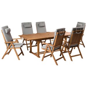 wohnli-moebel-suche-800001905569 Wohnli Möbelsuche - GARTENMÖBEL-SET 6-Sitzer Grau meliert Akazienholz Java Premium