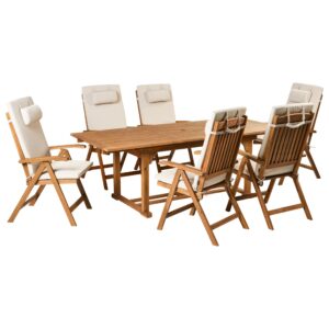 wohnli-moebel-suche-800001905578 Wohnli Möbelsuche - GARTENMÖBEL-SET 6-Sitzer Hellbeige Akazienholz Java Premium