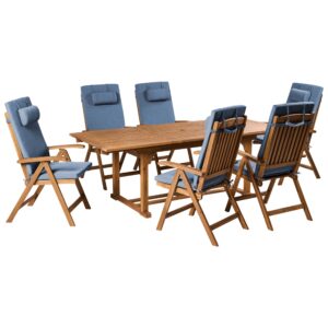wohnli-moebel-suche-800001905580 Wohnli Möbelsuche - GARTENMÖBEL-SET 6-Sitzer Blau Akazienholz Java Premium