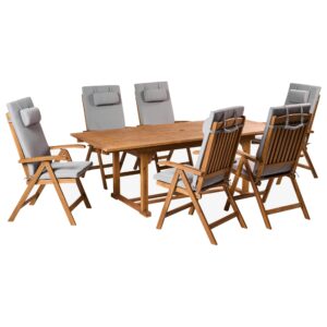 wohnli-moebel-suche-800001905586 Wohnli Möbelsuche - GARTENMÖBEL-SET 6-Sitzer Hellgrau Akazienholz Java Premium