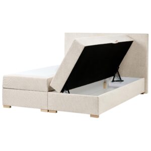 wohnli-moebel-suche-800001905647 Wohnli Möbelsuche - BOXSPRINGBETT mit Stauraum 160/200 cm Stoff Hellbeige Major