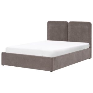 BETT mit Stauraum 140/200 cm Chenillegewebe Taupe Arbois Textil Beliani Möbel > Betten Taupe