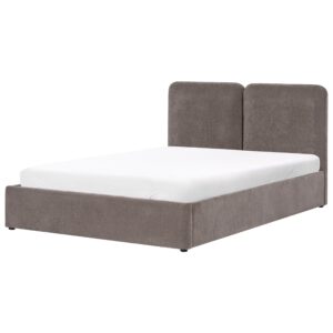 wohnli-moebel-suche-800001905690-1 BETT mit Stauraum 160/200 cm Chenillegewebe Taupe Arbois Textil Beliani Möbel > Betten Taupe