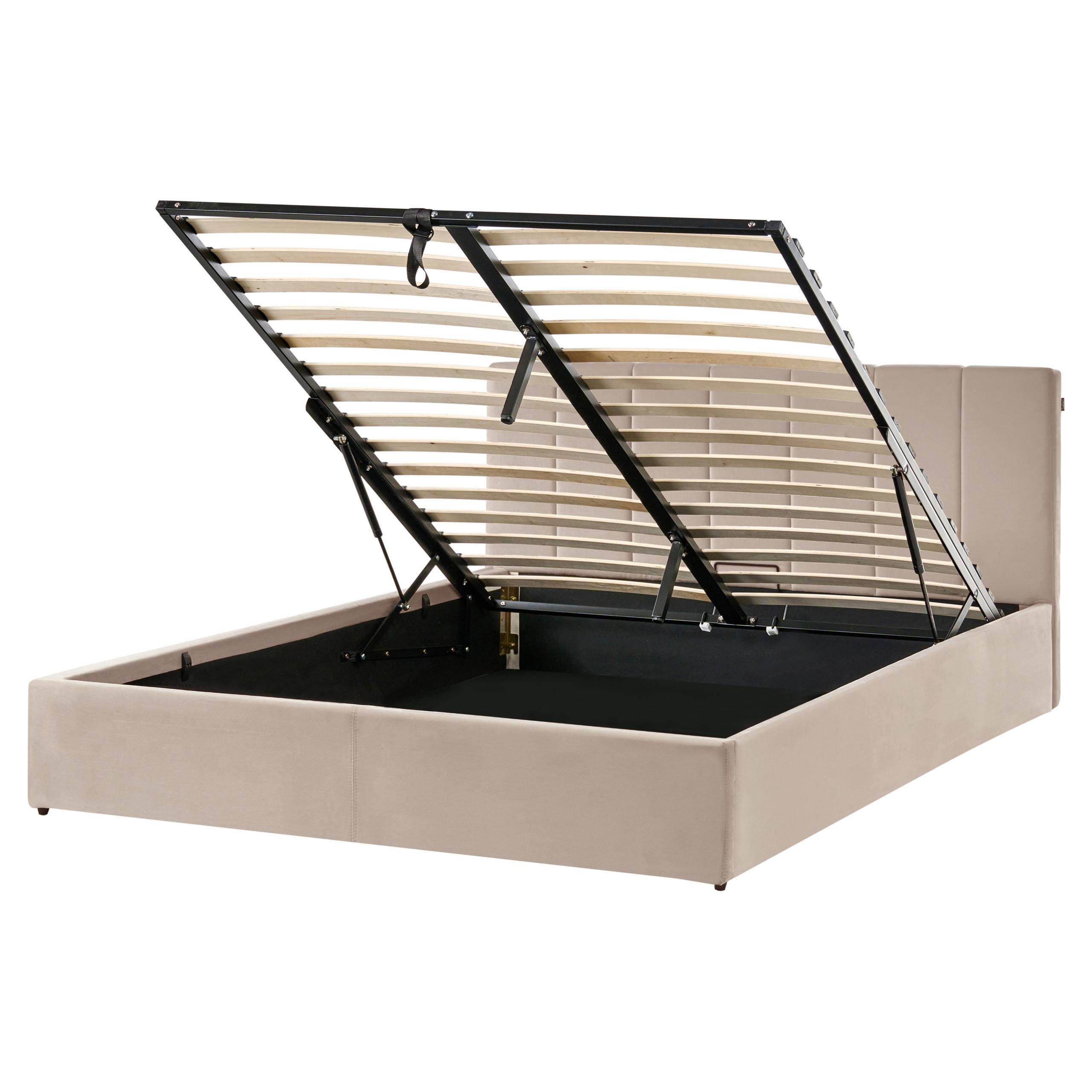 wohnli-moebel-suche-800001905780 Wohnli Möbelsuche - BETT mit Stauraum 160/200 cm Samtstoff Taupe Dreux
